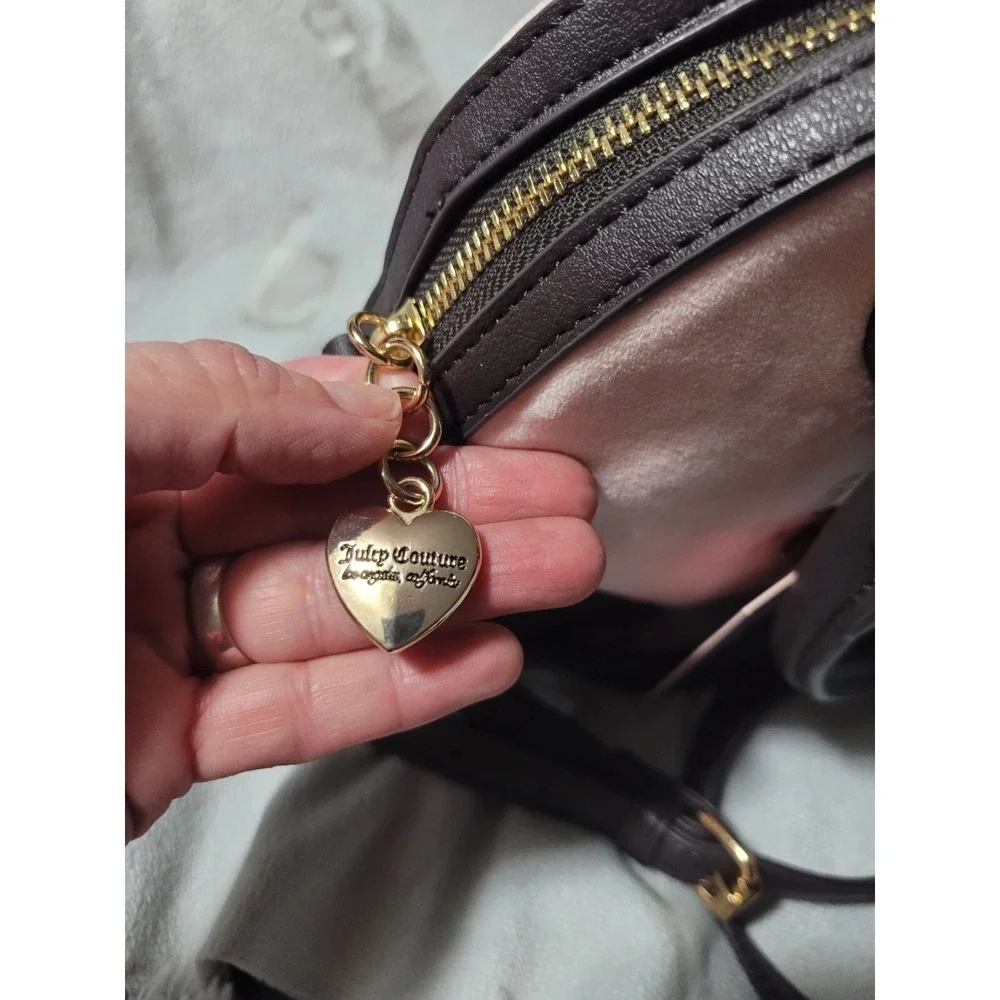 JUICY Couture Heritage Satchel Dome Pink Chocolate Coin Wallet 3 pc Heart